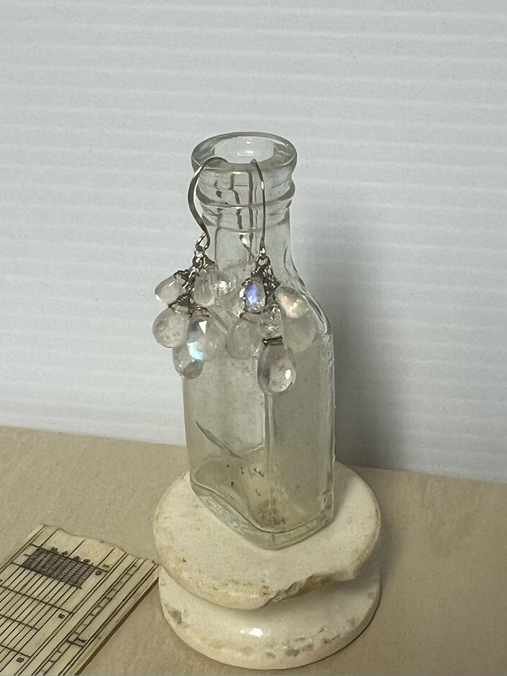 Rainbow Moonstone Teardrop Cluster Earrings
